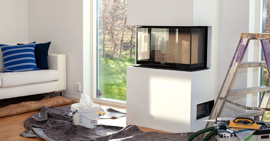 Renovering av peis, til illustrasjon for regler for oppussing og renovering