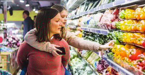 Mor og datter handler i nærbutikk